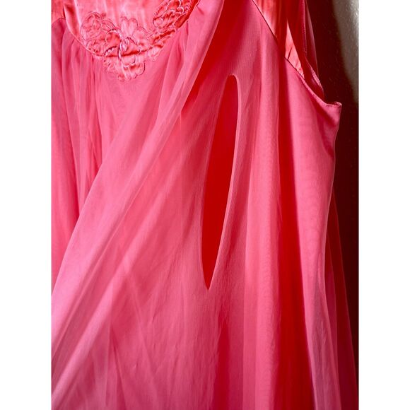 Vtg 1950s Gossard Artemis Bright Pink Peignoir Nightgown & Robe Set Size M READ - Picture 11 of 15